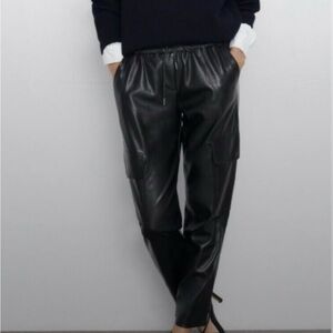 Zara Black Leather Joggers